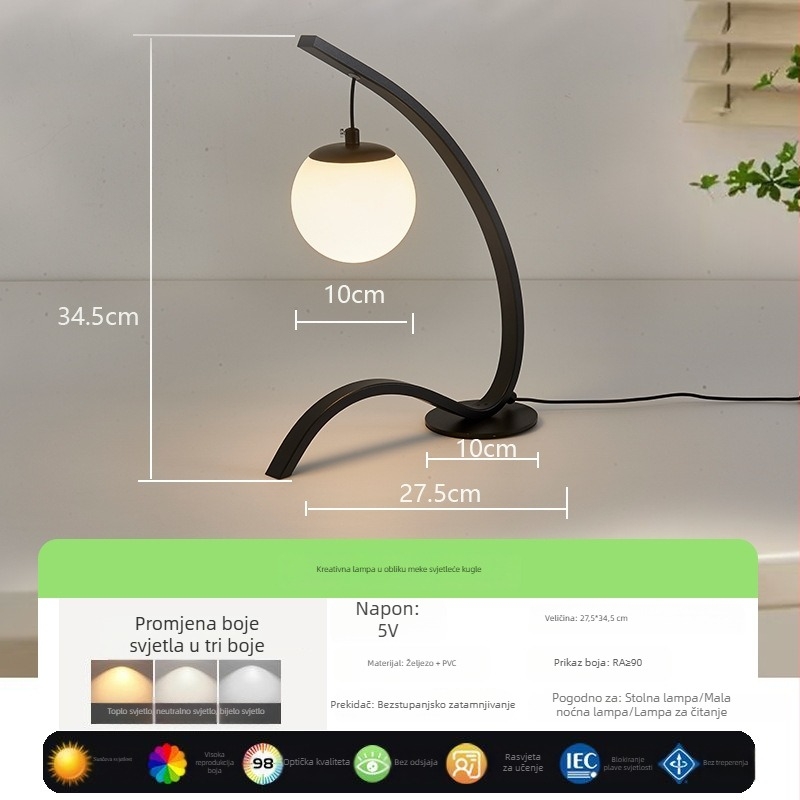 Nordska stolna lampa s zaštitom očiju, noćno svjetlo, moderno minimalističko ambijentalno osvjetljenje za spavaću sobu