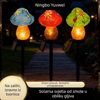 Solarnu lampu od smole gljiva s orlom i tikvom za Božić i Halloween — dekorativno rasvjetno svjetlo za vrt i travnjak