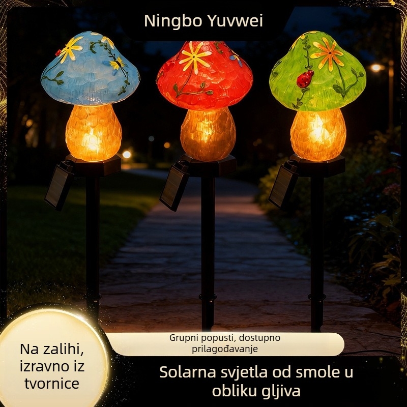Solarnu lampu od smole gljiva s orlom i tikvom za Božić i Halloween — dekorativno rasvjetno svjetlo za vrt i travnjak
