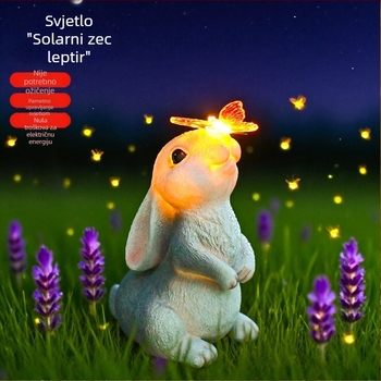 Solarsko vanjsko svjetlo za vrt u obliku zeca od smole, vodootporan ukras za dvorište i vrt