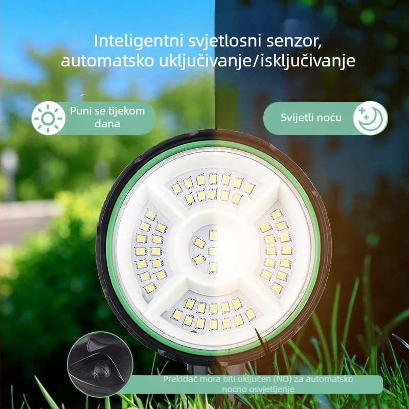 Solarna lampica za travnjak s ukopanjem u zemlju, višebojni vrtni reflektor za drveće i krajolik, automatsko uključivanje noću