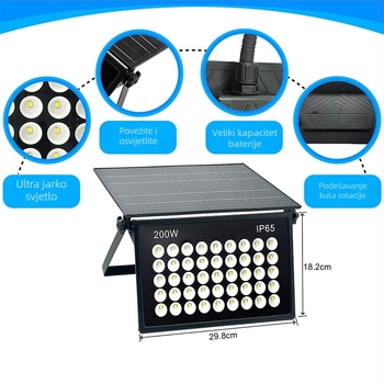 Solarni LED reflektor s daljinskim upravljanjem za vanjsku rasvjetu, vodonepropusan, super svijetao
