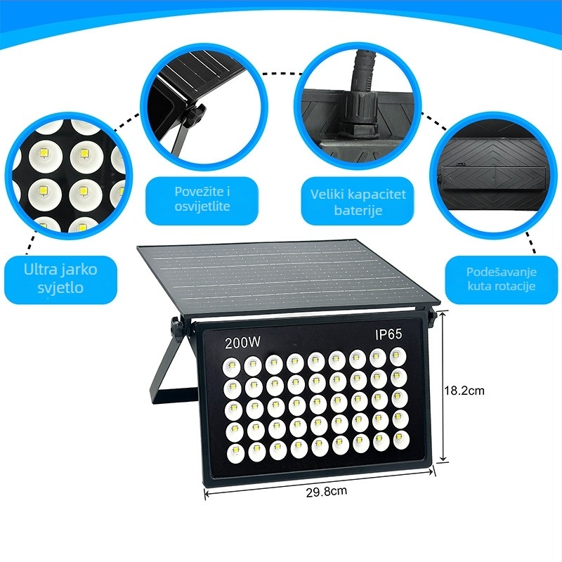 Solarni LED reflektor s daljinskim upravljanjem za vanjsku rasvjetu, vodonepropusan, super svijetao
