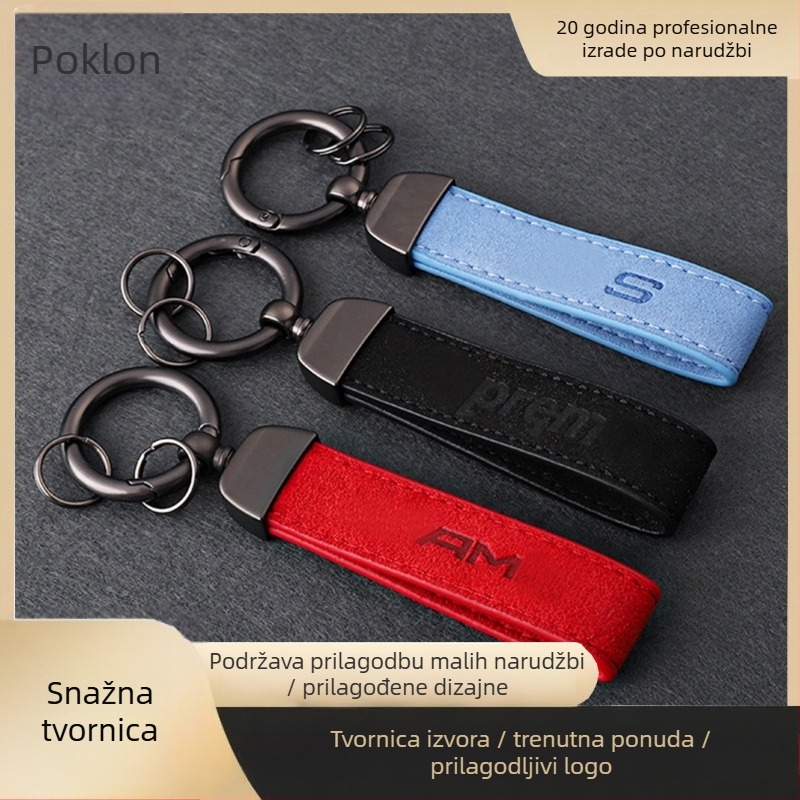 Kožni auto ključ s prilagođenim logotipom, visokokvalitetan metal, privjesak od velura kože, poklon
