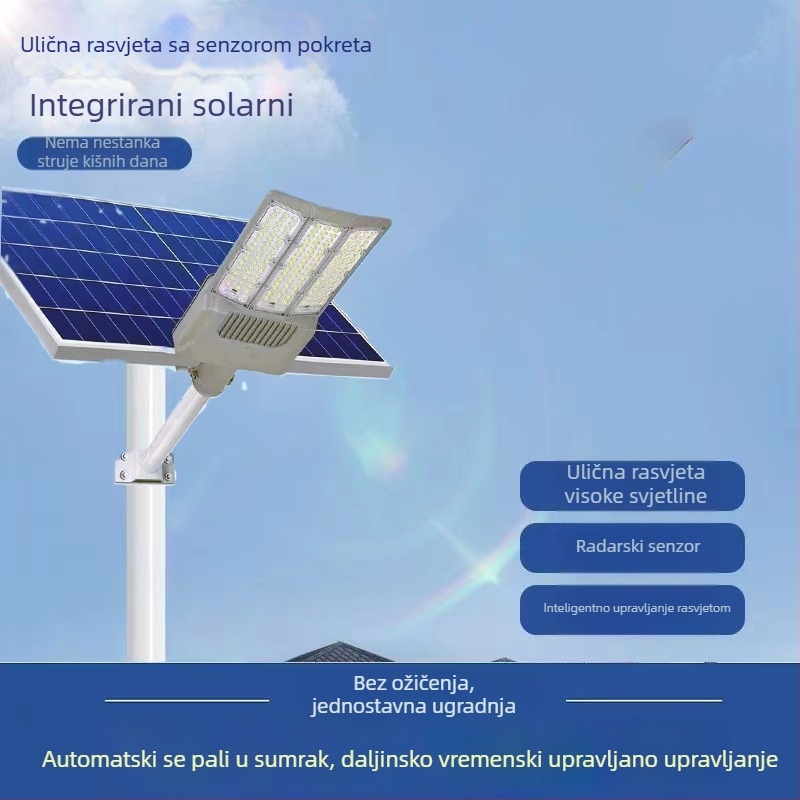 Solarna vanjska LED rasvjeta, split tip, trostrani širokokutni dizajn za cestu i dvorište, vodootporna.