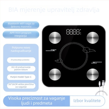 Novi model profesionalne pametne vage za tijelo s elektrodama, punjiva, kućna upotreba, visoka preciznost.