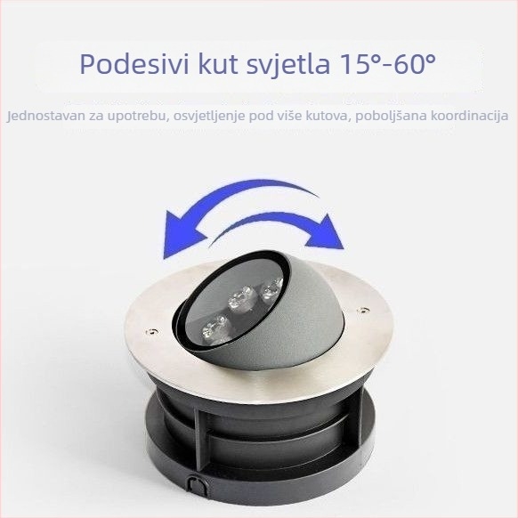 Vanjsko LED podzemno svjetlo s podesivim kutem, bočno emitira, reflektor s nagibom glave za krajolik i staze