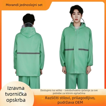 Set kišnog kaputa i hlača od Oxford materijala, podijeljeni dizajn, reflektirajuće vanjsko kišno odijelo za odrasle