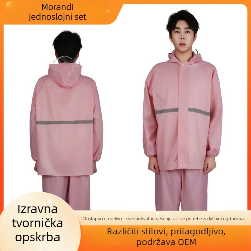 Set kišnog kaputa i hlača od Oxford materijala, podijeljeni dizajn, reflektirajuće vanjsko kišno odijelo za odrasle