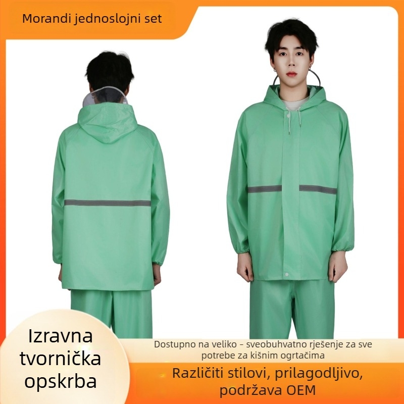 Set kišnog kaputa i hlača od Oxford materijala, podijeljeni dizajn, reflektirajuće vanjsko kišno odijelo za odrasle
