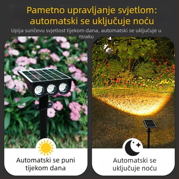 3 LED solarni reflektor za travnjak i dvorište, dekorativno osvjetljenje za drvo, zemni stub osvjetljenja