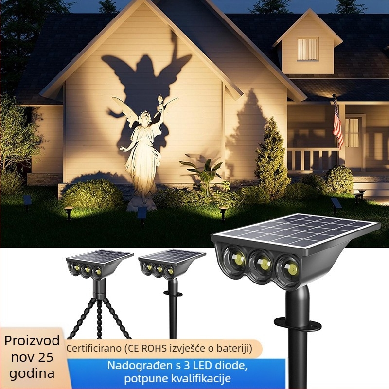 3 LED solarni reflektor za travnjak i dvorište, dekorativno osvjetljenje za drvo, zemni stub osvjetljenja