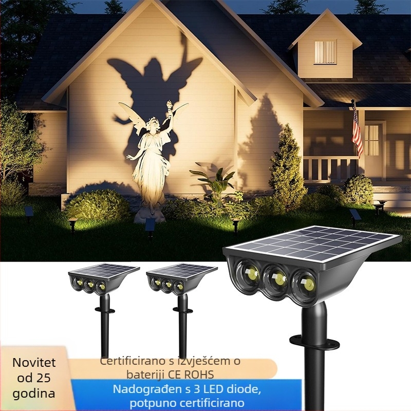 3 LED solarni reflektor za travnjak i dvorište, dekorativno osvjetljenje za drvo, zemni stub osvjetljenja