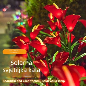 Solarna lampa s postoljem u obliku Calla Lily, vodootporna vanjska rasvjeta za atmosferu za vrt i travnjak