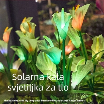 Solarna lampa s postoljem u obliku Calla Lily, vodootporna vanjska rasvjeta za atmosferu za vrt i travnjak