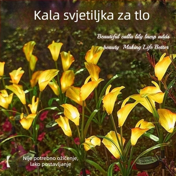 Solarna lampa s postoljem u obliku Calla Lily, vodootporna vanjska rasvjeta za atmosferu za vrt i travnjak