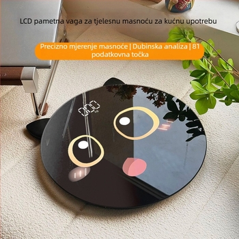 Kućna elektronička vaga – kompaktna, precizna i izdržljiva; pogodna za studentski dom; karikatura dizajna tijela; punjiva vaga za zdravlje