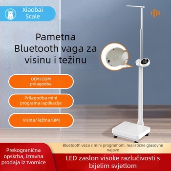 Elektronička vaga za mjerenje visine i težine s Bluetoothom, punjiva, glasovno javljanje, pametna elektronička vaga