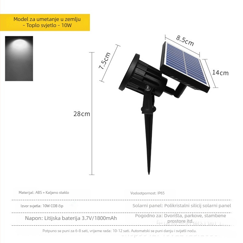Solarna LED podzemna svjetiljka za drvo i dvorište, krajobrazno osvjetljenje, snažna rasvjeta za travnjak, moderan dizajn
