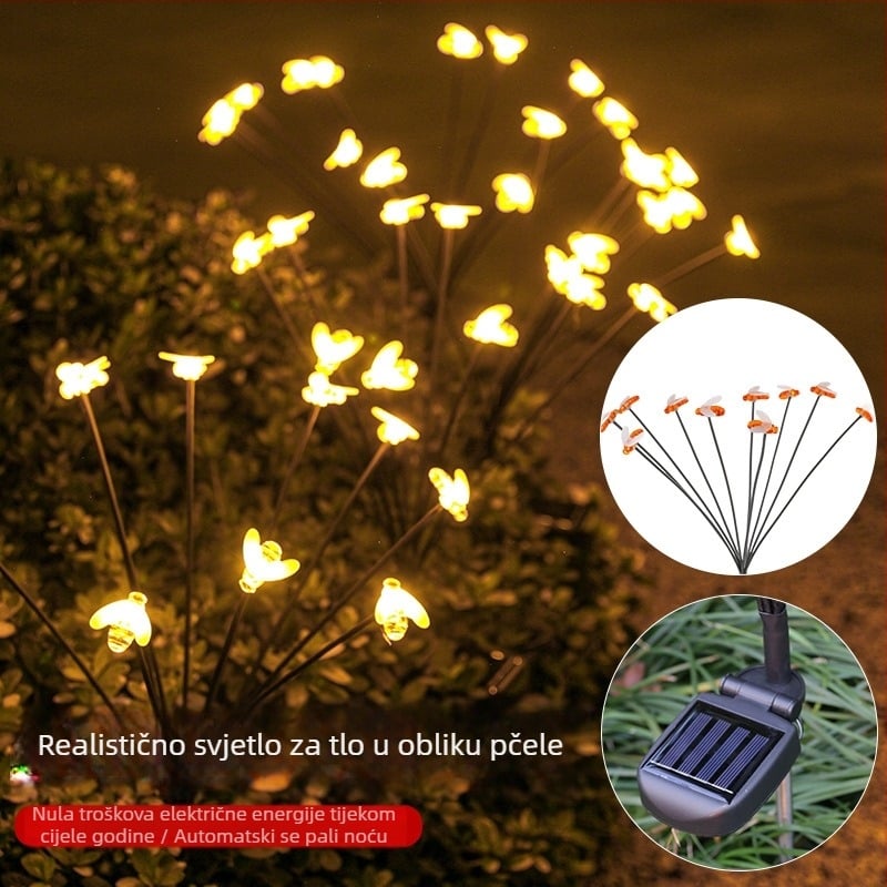 Solarna lampa za travnjak s motivom pčele – vodootporna vanjska svjetiljka za dvorište, vrt i balkon