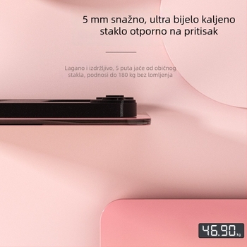 Inteligentna vaga za tijelo s punjivom baterijom, kućna upotreba, ploča od kaljenog stakla, nosivost 360 kg, LED zaslon od 3 inča