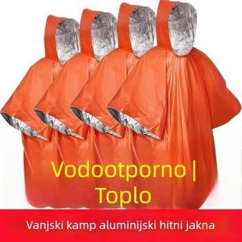 Pončo od aluminij folije za preživljavanje na otvorenom – izolacijski pončo za hladnoću i kišu