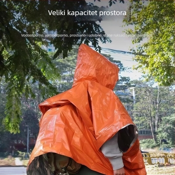 Pončo od aluminij folije za preživljavanje na otvorenom – izolacijski pončo za hladnoću i kišu