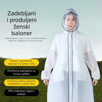 Dugi EVA kišni kaput za odrasle, ponovno upotrebljivi pončo za aktivnosti na otvorenom