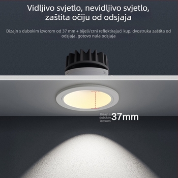 LED ugrađena spot svjetiljka s anti-glare downlightom za kućne zidove i strop, osvjetljenje za pranje zidova, zaštita očiju
