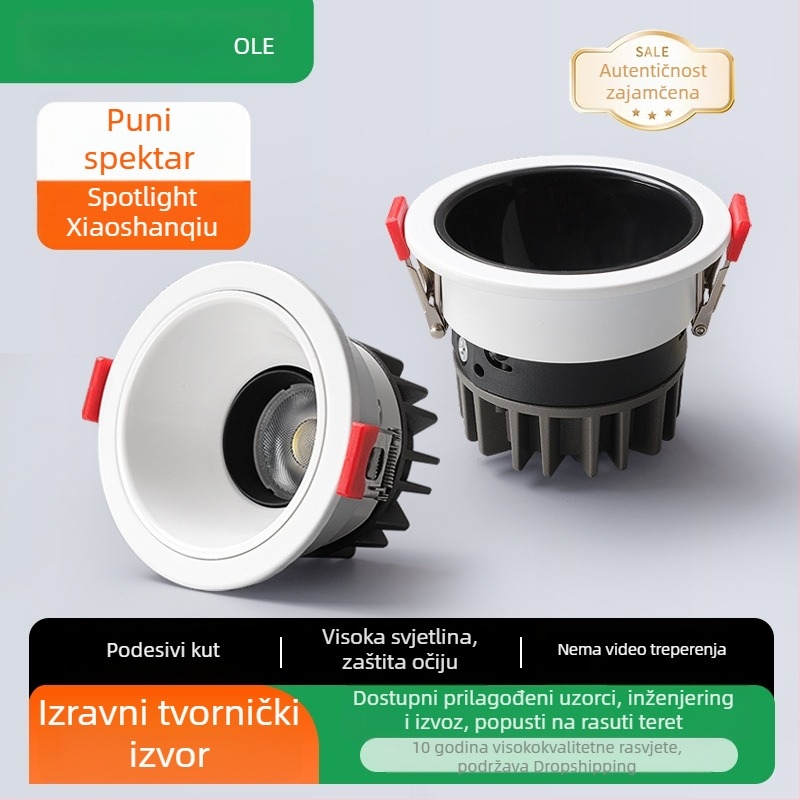 LED ugrađena spot svjetiljka s anti-glare downlightom za kućne zidove i strop, osvjetljenje za pranje zidova, zaštita očiju