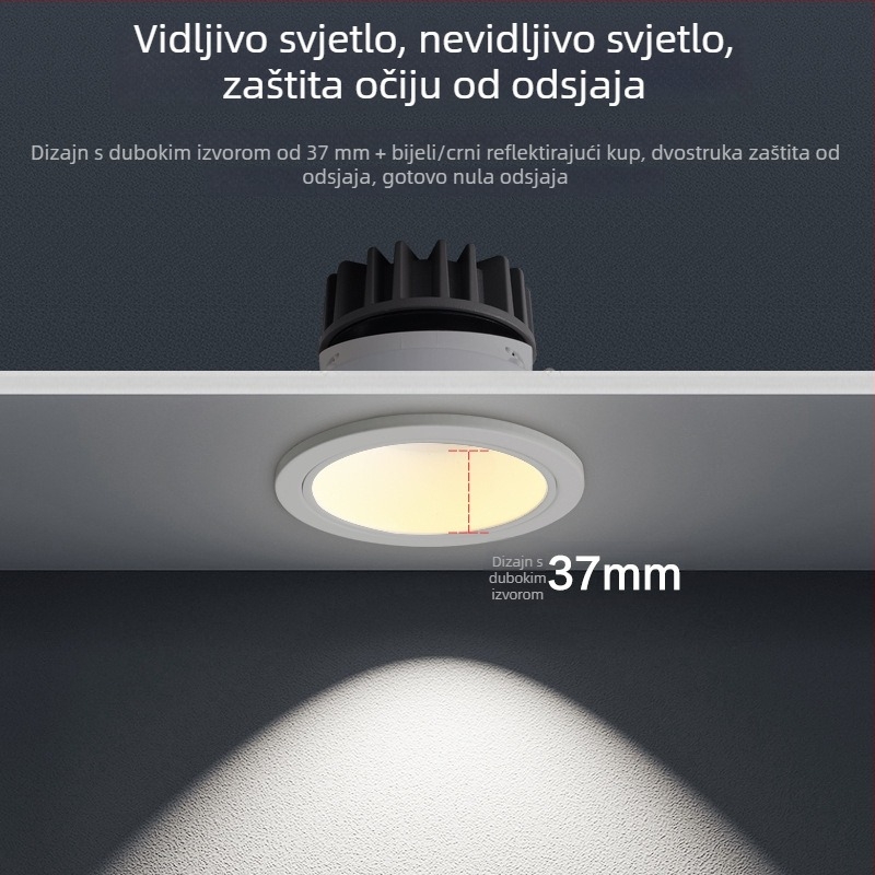 LED ugrađena spot svjetiljka s anti-glare downlightom za kućne zidove i strop, osvjetljenje za pranje zidova, zaštita očiju