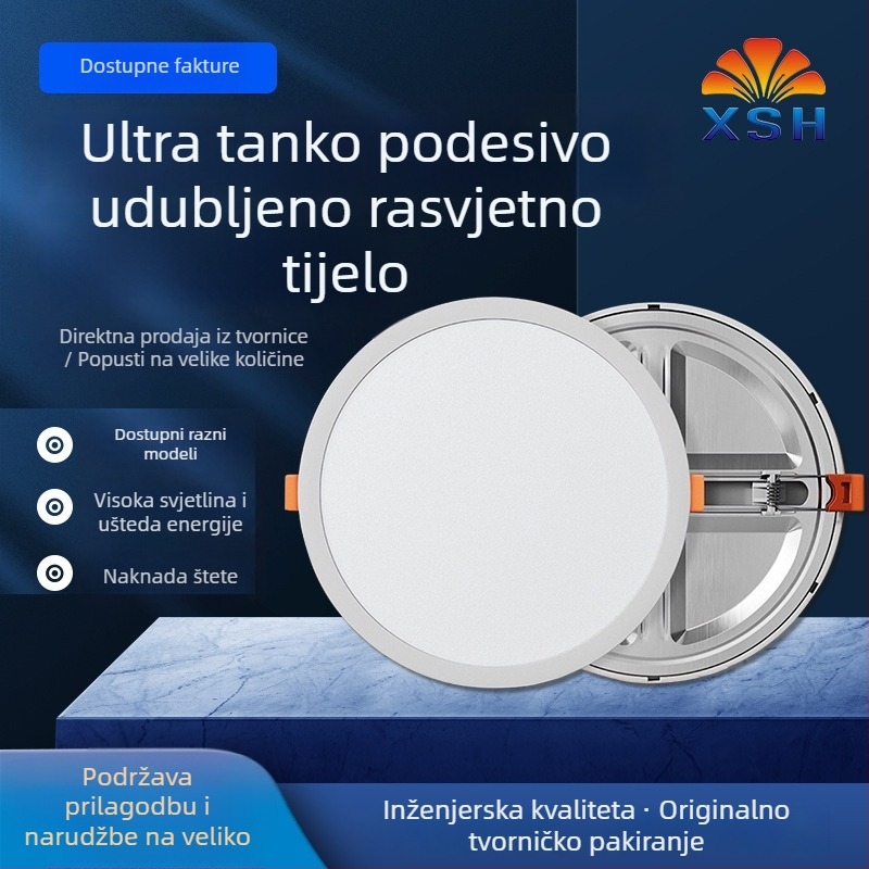 LED ultra-tanki prilagodljivi ugrađeni kružni stropni spot svjetlo za kućni hodnik, s antiodsjajem