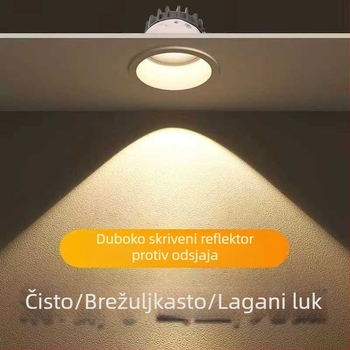 Ugrađeni zidni washer spot s anti‑refleksijom, LED stropna svjetiljka s izrazito uskim okvirom za dnevnu sobu