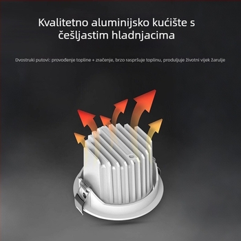 Ugradbeni usmjereni spot svjetlo s podesivim kutem, visoka svjetlosna učinkovitost, antiodsjaj, cijeli spektar, visok CRI, bez glavne lampe