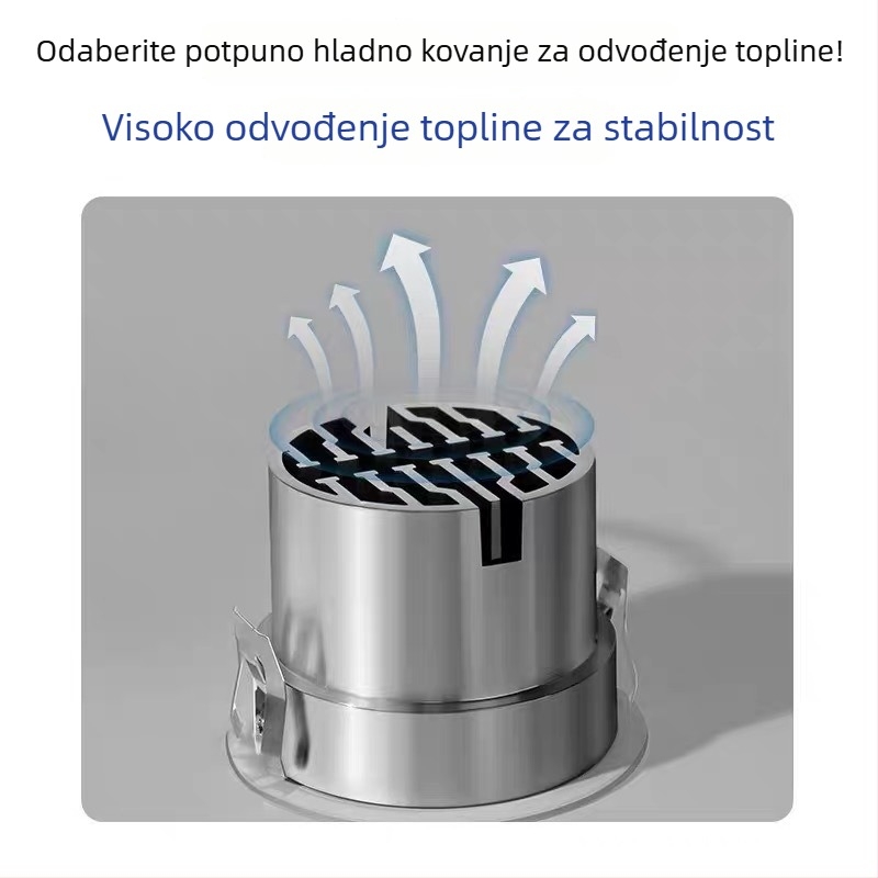 Ugradni zaobljeni downlight, bez rubova, duboka čašica, anti-odsjaj, stropno svjetlo za dnevnu sobu