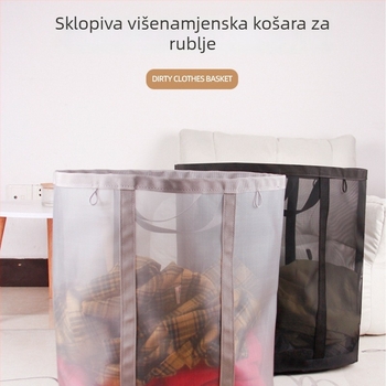 Mrežasti koš za prljavu odjeću, sklopivi, zidni nosač u kupaonici