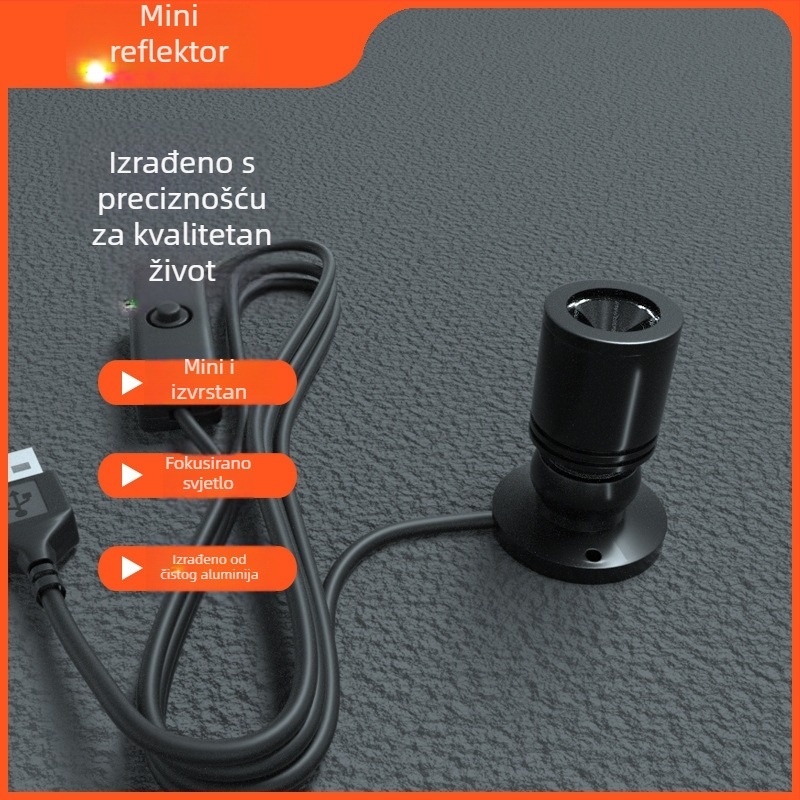 USB niskonaponski LED mini spot za akvarij, plošno ugradbeni, aluminijsko kućište, 5V, 1W/3W