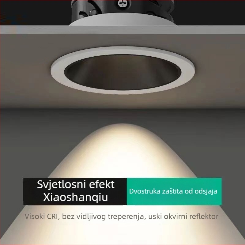 LED ugradni downlight s anti-glare za dnevni boravak, cilindrično svjetlo i wall-washer efekt