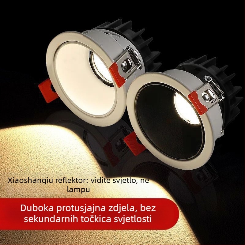 LED ugradni downlight s anti-glare za dnevni boravak, cilindrično svjetlo i wall-washer efekt