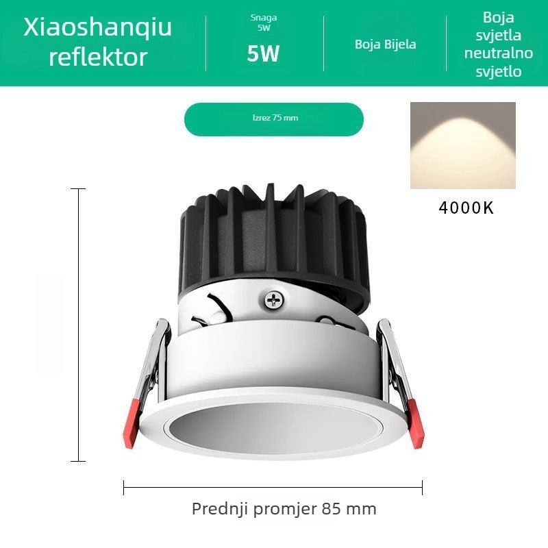 LED ugradni downlight s anti-glare za dnevni boravak, cilindrično svjetlo i wall-washer efekt