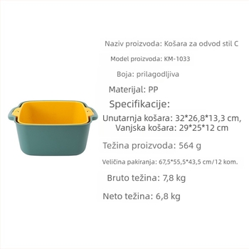 Dvostruki sklopivi koš za odvodnjavanje za pranje voća i povrća, kuhinjski alat, kompaktan dizajn