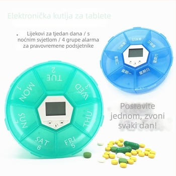 Kutija za tablete velike kapacitete s tajmerom, prenosna prozirna plastična organizator s pretincima, pametno podsjećanje