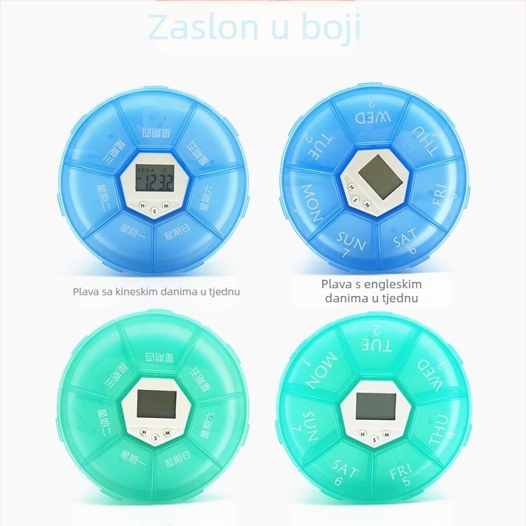 Kutija za tablete velike kapacitete s tajmerom, prenosna prozirna plastična organizator s pretincima, pametno podsjećanje