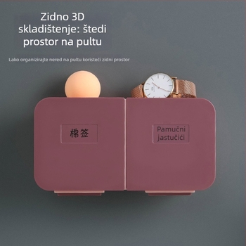 Kutija za vatne štapiće, plastična kutija s dvostrukim odjeljkom i poklopcem, organizator za kozmetički stol i kupaonicu