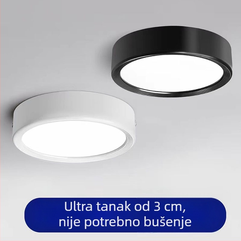 LED ultra-tanki površinski montirani downlight za kućno i kereskijalno osvjetljenje, instalacija bez bušenja, kružnog oblika, pogodna za trgovačka centra i trgovine, sekundarno osvjetljenje