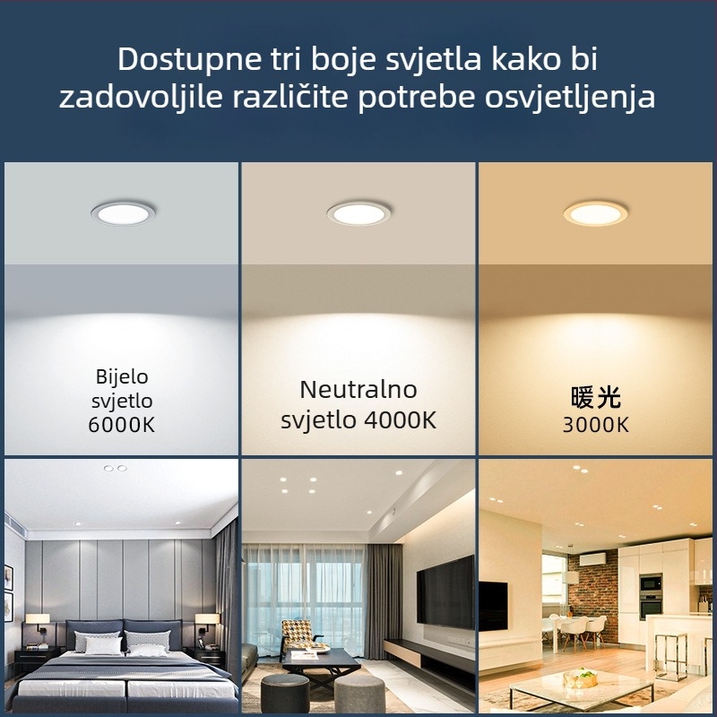 LED ugrađeni downlight s antirefleksijom, 3–5W i 7–10W, dnevni boravak, ugrađeni dizajn