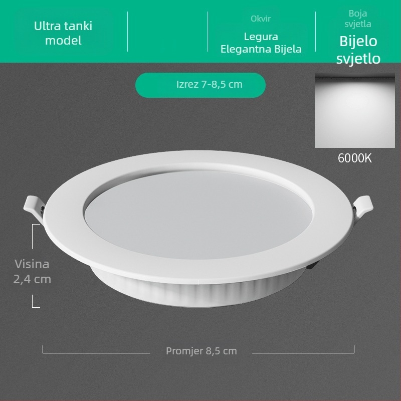 LED ugrađeni downlight s antirefleksijom, 3–5W i 7–10W, dnevni boravak, ugrađeni dizajn