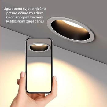 LED ugrađena stropna svjetiljka s dubokim kućištem, anti-odsjajna, ultra-tanka, trobojna prilagodljiva rasvjeta s punim spektrom za dnevni boravak