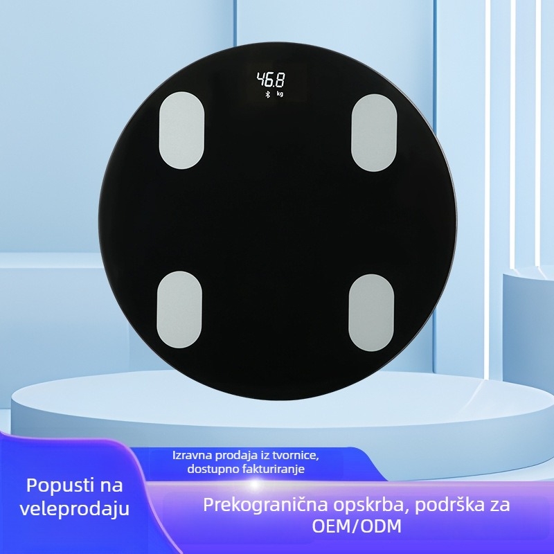 Okrugla elektronička vaga za masnoću u tijelu, punjiva, visoka preciznost, skriveni zaslon, kompaktna za kućnu uporabnu