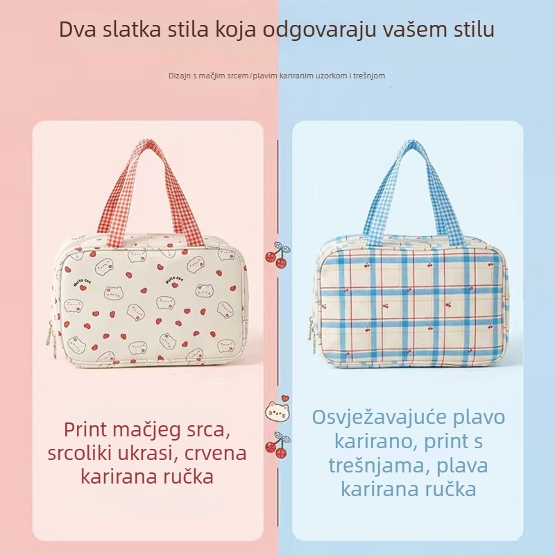 Torba za šminku velike kapacitete s odjeljcima za žene, prijenosni putni organizator kozmetike i higijenskih potrepština